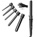 SH-RuiDu 5 in 1 Curling Iron Wand Set, Portable Ceramic Curling Tongs Hair Curling Iron with 5 Interchangeable Barrels 2 Heat Levels Glove Hair Styler Tool for Short Long Hair Styling