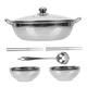 Angoily 1 Set Stainless Steel Mandarin Pot Shabu with Divider Stainless Steel Hot Pot Pan Saute Pan Stainless Steel Scoop Kitchen Stainless Steel Stockpot Double Sided Casserole