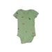 Carter's Short Sleeve Onesie: Green Print Bottoms - Size Newborn