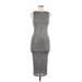 Black Bead Casual Dress - Bodycon: Gray Marled Dresses - Women's Size Medium