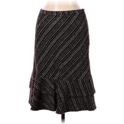 INC International Concepts Casual Fit & Flare Skirt Knee Length: Black Print Bottoms - Women's Size 8