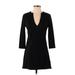 Boohoo Casual Dress - A-Line V-Neck 3/4 sleeves: Black Print Dresses - Women's Size 4