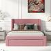 Ebern Designs Abigaelle Platform Storage Bed Upholstered/Velvet in Pink | 44.7 H x 59.4 W x 78.1 D in | Wayfair 5EB6F468A8904134827FA7A3F1D2637D