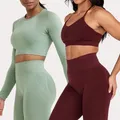 Tuta senza sforzo da donna Set da Yoga senza cuciture reggiseno sportivo Leggings da palestra a