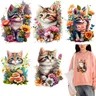Niedliche Katze und Blume isen auf Patches Kitty Eisen auf Transfer für Kleidung dtf Transfers