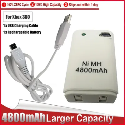 4800mAh Akku + Ladegerät Kabel für Xbox 360 Controller Batterie Pack Xbox 360 Gamepads Ersatz Image