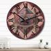 Designart "Healing Mystery Mandala In Retro Tones II" Modern Geometric Oversized Wood Wall Clock