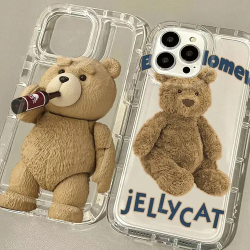Cartoon Teddybär weiches Silikon TPU Fall für iPhone 15 14 13 12 11 Pro max xr xs x 8 7 6 6s plus se