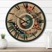Designart "The Great Mystery Vintage Mandala Illustration V" Modern Geometric Oversized Wood Wall Clock