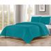 Teal Blue Cal-King Size 3 Piece Quilt Set & Pillow Shams Soft Plush Cozy Bedspread