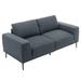 Linen Fabric Upholstered Loveseat 74.8" 2 Seater Sofa w/ Pillows and Square Arms, Mid-Century Couch for Living Room, DARK GREY