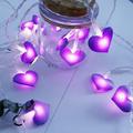 JikoIiving Valentine s Day Glitter Heart Lights Decorations 20 Ft 40 LED Purple Hearts String Lights Battery Operated Valentines Day Decor for Indoor Outdoor Home Bedroom Party Wedding Anniversary