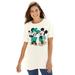 Plus Size Women's Disney Women's Short Sleeve Crew Tee St. Patricks Mickey by Disney in Off White Lucky Mickey (Size S)