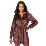 Plus Size Women's Printed Velour Tunic by Roaman's in Multi Stencil Paisley (Size 22/24)