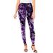 Plus Size Women's Ankle-Length Essential Stretch Legging by Roaman's in Purple Rose Paisley (Size 3X) Activewear Workout Yoga Pants
