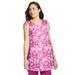 Plus Size Women's Ruched-Shoulder V-Neck Tunic Tank by Woman Within in Raspberry Sorbet Stencil Flower (Size 38/40)