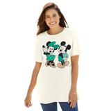 Plus Size Women's Disney Women's Short Sleeve Crew Tee St. Patricks Mickey by Disney in Off White Lucky Mickey (Size L)