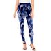 Plus Size Women's Ankle-Length Essential Stretch Legging by Roaman's in Navy Palm Print (Size 4X) Activewear Workout Yoga Pants