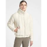 Athleta Jackets & Coats | Athleta Willow Fleece Sherpa Teddy Vertical Lines Jacket | Color: White | Size: Xs