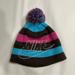 Nike Accessories | Nike Girls Pom Pom Swoosh Beanie Cap Pink Brown Blue Stripes Size 7-16 Winter | Color: Brown/Pink | Size: 7-16