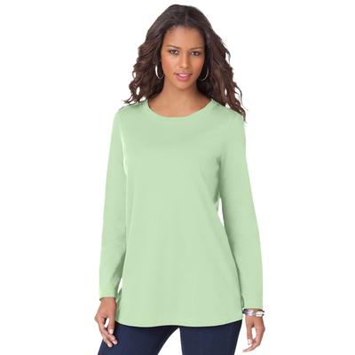 Plus Size Women's Long-Sleeve Crewneck Ultimate Tee by Roaman's in Green Mint (Size 6X) Shirt