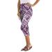 Plus Size Women's Essential Stretch Capri Legging by Roaman's in Berry Bias Texture (Size 34/36) Activewear Workout Yoga Pants