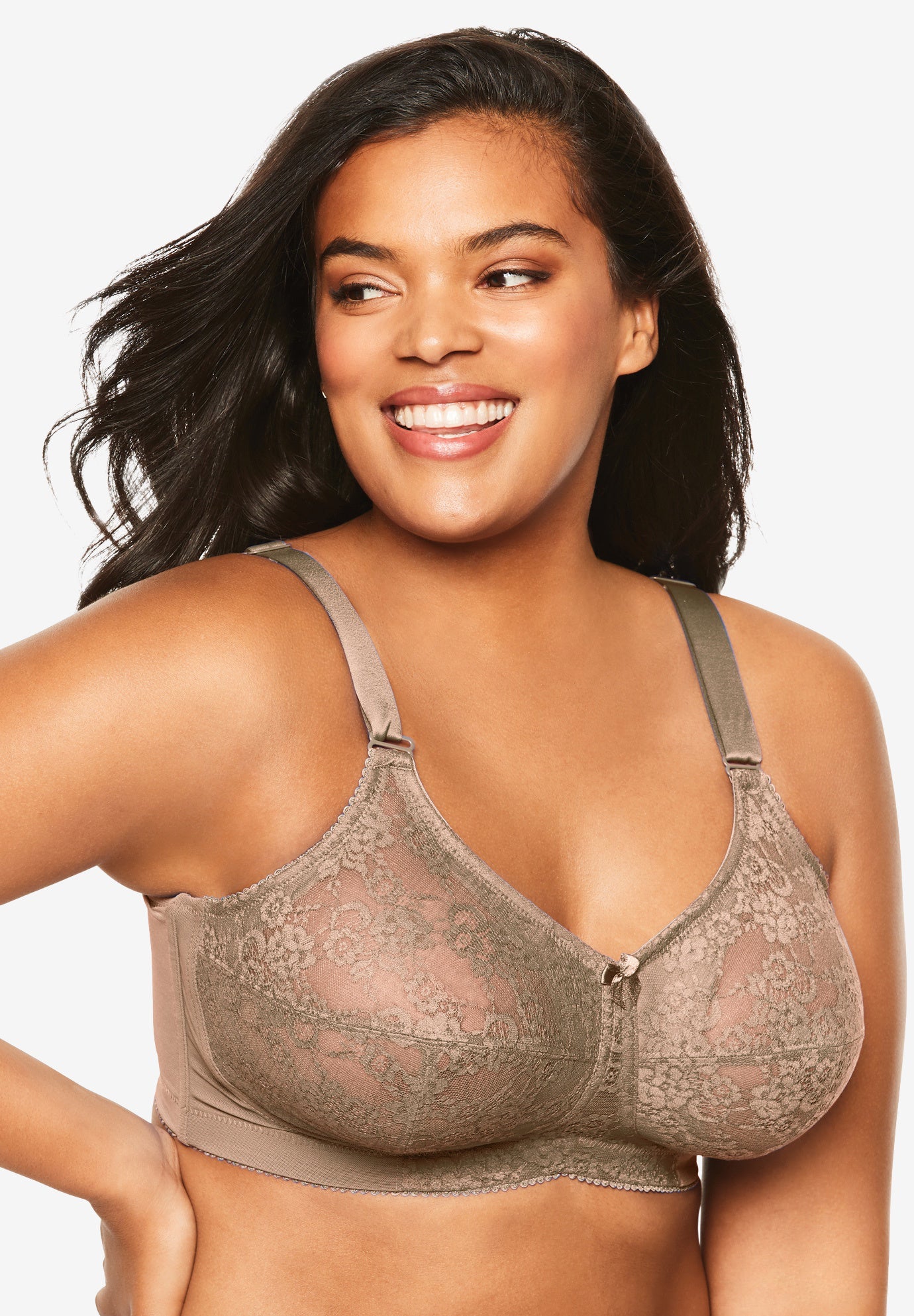 Plus Size Women's Lace Soft Cup Bra by Elila in Mocha (Size 40 H)