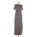 Three Dots Casual Dress - Sheath Crew Neck Short sleeves: Tan Stripes Dresses - Women's Size Large