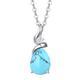 FANCIME 14 Carat Solid White Gold Necklace with Diamond and Created Turquoise Pendant with Sterling Silver Chain October Birthstone Necklace Fine Jewellery Birthday Gifts for Women