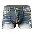 Slip da uomo Stretch stampa 3D Boxer Denim Pattern uomo Jeans finti mutandine traspiranti slip da