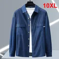 Camicie di jeans uomo Plus Size 10XL camicie a maniche lunghe primavera autunno camicia di jeans blu