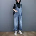 Tute in Denim per donna tute corte in tinta unita oversize estive pantaloni larghi a vita alta tute