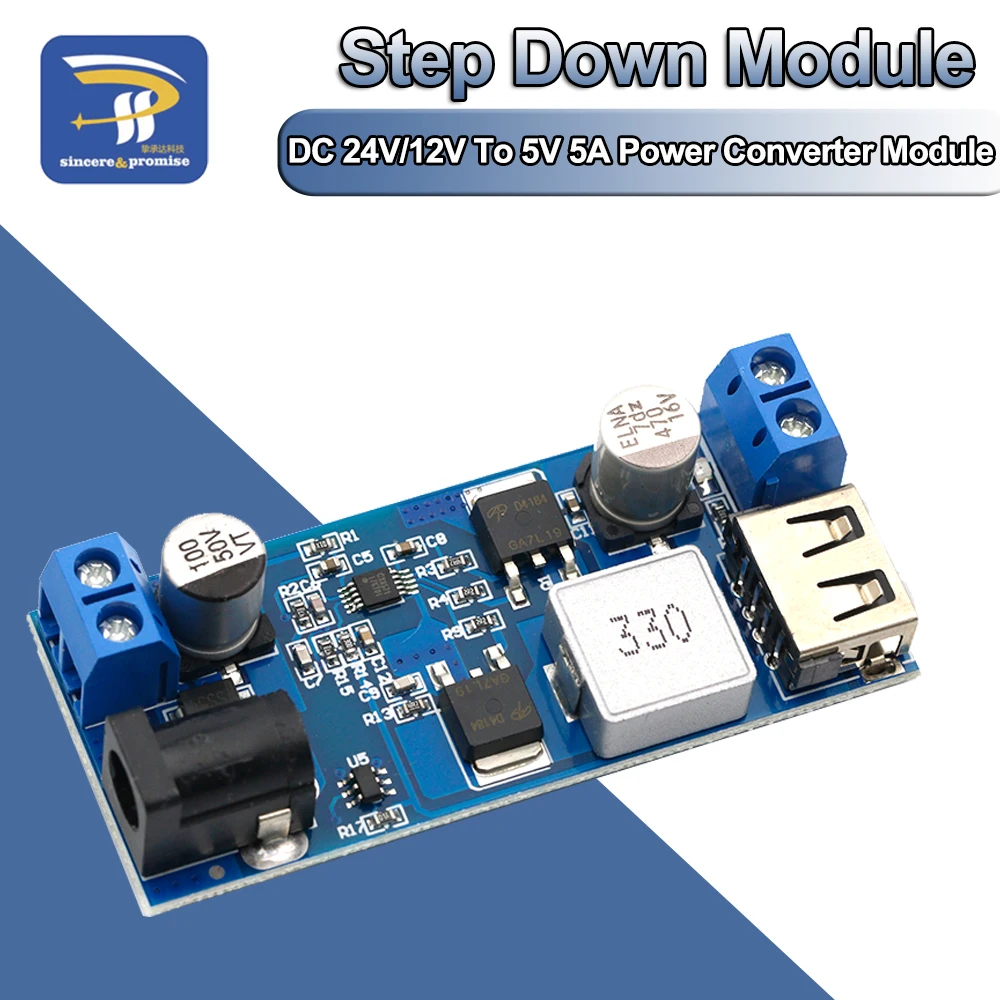 Convertitore buck di alimentazione step down DC-DC da 24 V/12 V a 5 V 5A Sostituisci il modulo di ricarica step-down USB regolabile LM2596S per il telefono