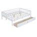 White Full Size Kids Full Platform Daybed Bed Frame w/ Storage, Fence