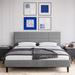 Light Gray Upholstered Queen Platform Bed Frame with Headboard, Non-Slip Noise-Free, No Box Spring Needed Wooden Slats Support