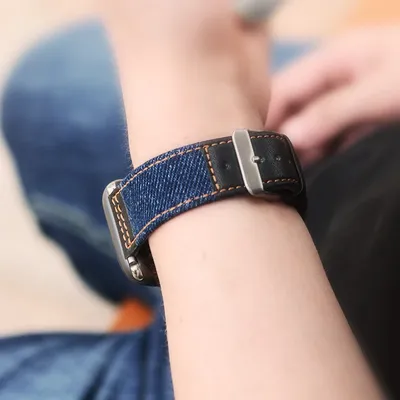 Geeignet für Apple Watch Armband Denim Leder iWatch SE49mm hochwertiges Armband 40/38/44mm Image