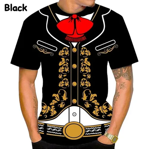 Herrenmode schwarz T-Shirt mexikanische Maria chi 3D-Druck T-Shirt lustige Streetwear Kurzarm