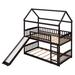 Espresso Twin Over Twin House Bunk Bed with Slide, Storage Staircase