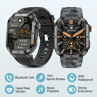 Bluetooth-Anruf Smartwatch Männer Herzfrequenz messer Sport Smartwatch mit intelligentem Sprach assistenten 400mah starke Akkulaufzeit Image