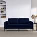 Navy 3 Seat Corduroy Fabric Sofa w/ Square Arms & Tight Back, Pillows