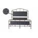 High Boad Platform Metal Bed with Soft Head Tail Center Support Legs, No Spring, No Noise, Wood Slat Support - Dark Gray Queen