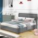 Lift Up Platform Bed with Hydraulic Storage Frame and 2 Drawers, Gray Bread-like Upholstered Headboard, Space Saving Queen Bed