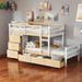 Twin over Twin Bunk Bed with 6-Drawers, Pine Wood Kids Loft Bed Frame with Ladder for Bedroom, Grey
