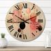 Designart "Red Blood Moon Abstract Vintage Watercolor" Modern Geometric Oversized Wood Wall Clock