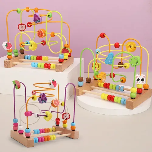 Kinder Montessori Holz spielzeug Achterbahn Perle Labyrinth Spielzeug für Kleinkinder lernen