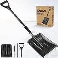 Snow Shovel 2024 New Upgrade Large-Capacity Lightweight Aluminum Portable Snow Shovel Parent-Child Playing Snow Shovel Shovel for Garden Car Camping with Extra Ice Scrape(Black)