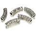 10Pcs Curved Noodle Tube 44Mm (1.73 Inch) Flower Vines Loose Beads Antique Silver Connector (Large Hole ~ 6.3Mm) For Jewelry Craft Making MC-L11
