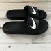 Nike Shoes | Nike Men’s Benassi Swoosh Slides Size 12 Color-Black/White Swoosh | Color: Black/White | Size: 12