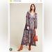 Anthropologie Dresses | Anthropologie Maeve Annabella Long Sleeve Maxi Dress 4 Worn Once Perfect! | Color: Blue/Red | Size: 4