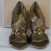 Michael Kors Shoes | Michael Kors 9.5 M Elena Nude Satin Leather Open Toe Heels New Womens Shoes | Color: Gold | Size: 9.5